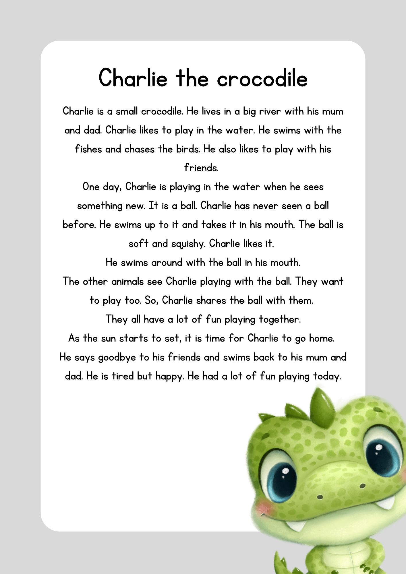 lettura in inglese per bambini da stampare