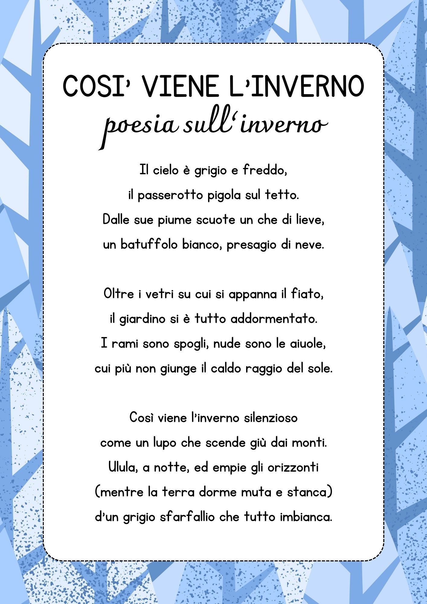 poesia inverno scuola primaria