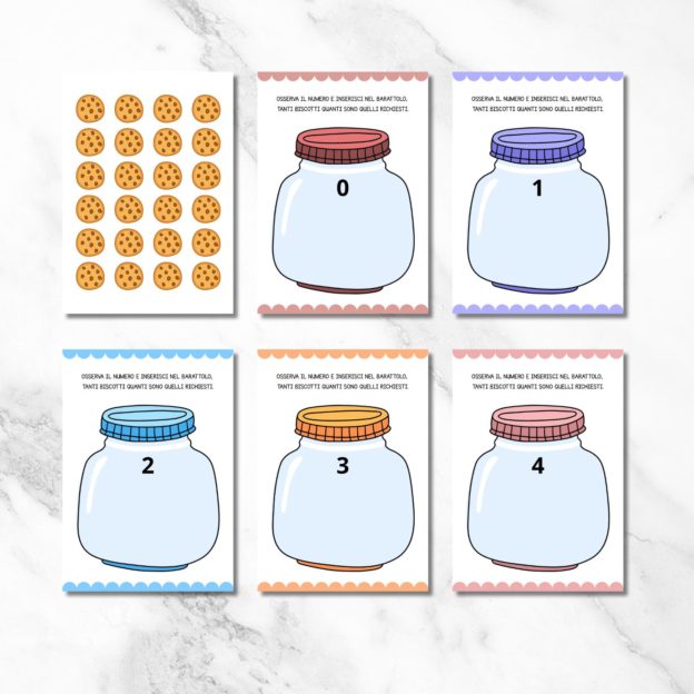 Gioco per imparare a contare da stampare - "Biscotti e Barattoli" - immagine 2